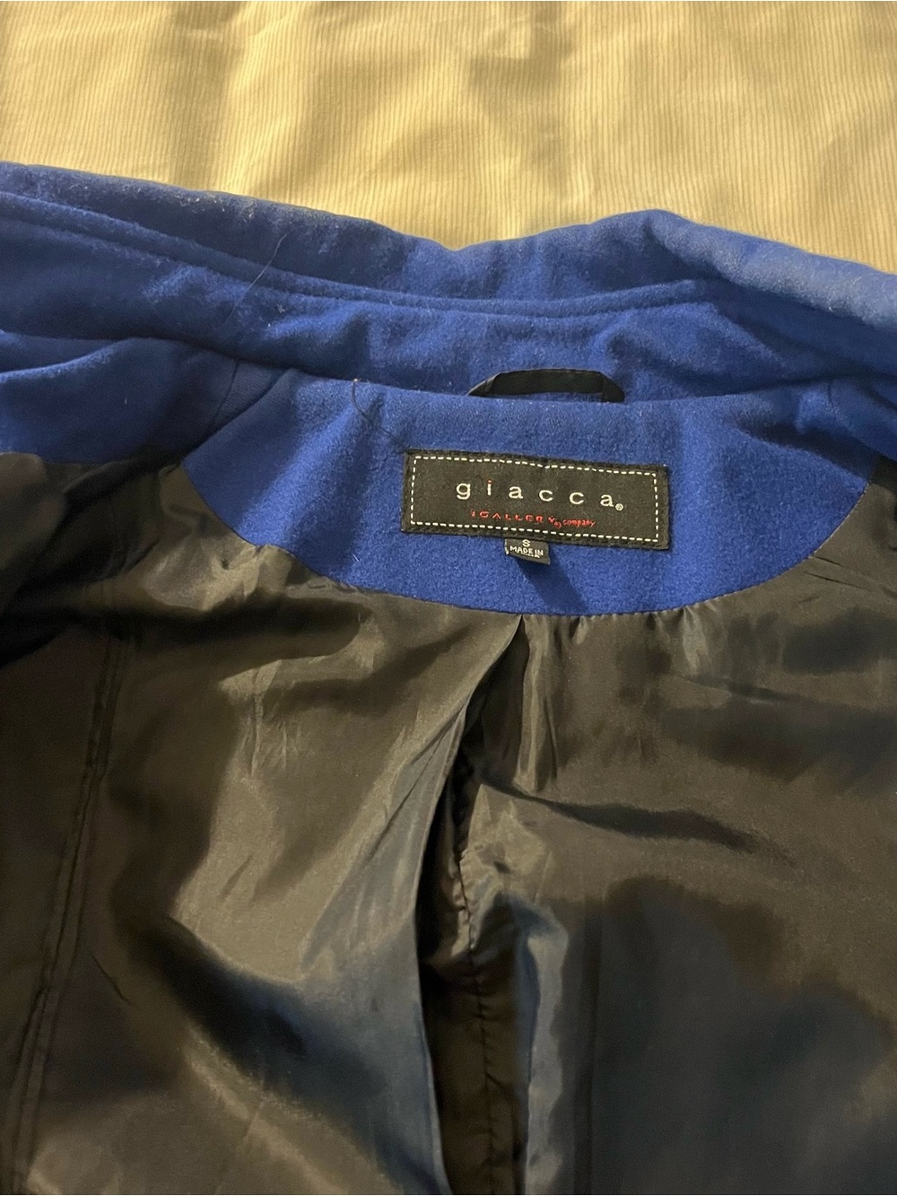 Giacca Women’s Double-Breasted Wool Pea Coat - Royal Blue - Picture 6 of 8